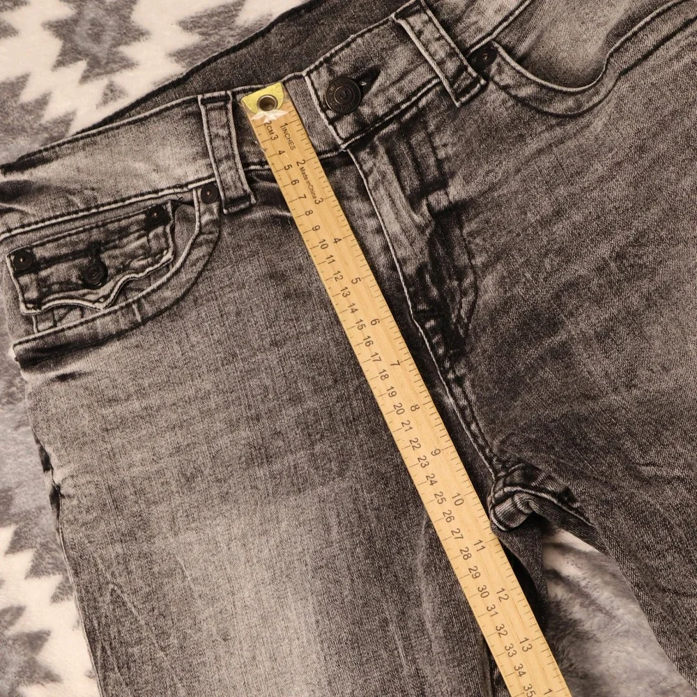 True Religion Geno Slim Straight Jeans Gray Acid Wash Denim 31x32
